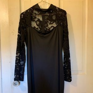 Black lace and polyester dress